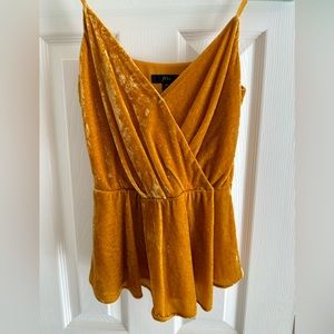 J-Crew velvet tank top, XS, mustard yellow